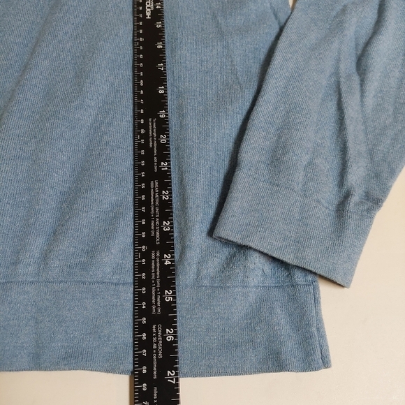 LL Bean‎ Blue Large Reg Shirt Pullover Zip Moc Neck Cotton Cashmere Sweater Soft - Picture 3 of 7